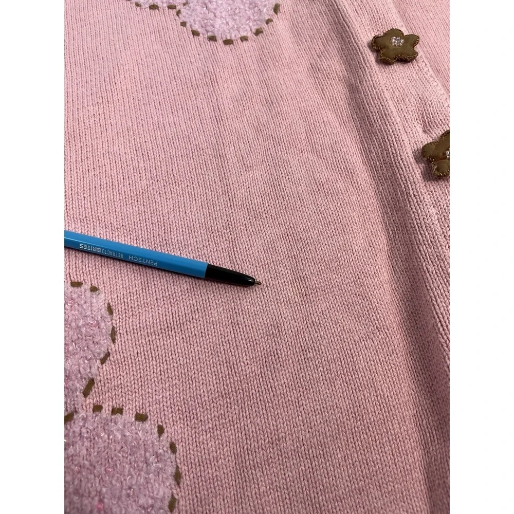 Vintage Storybook Knits Pink Size 1X Cardigan Sweater Floral Flowers Tunic Long